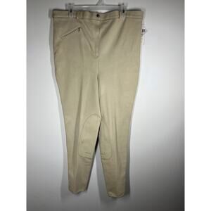 Tuff Rider Breeches Women Size 40 Long Beige Knee Patch Stretch Adj Leg Openings